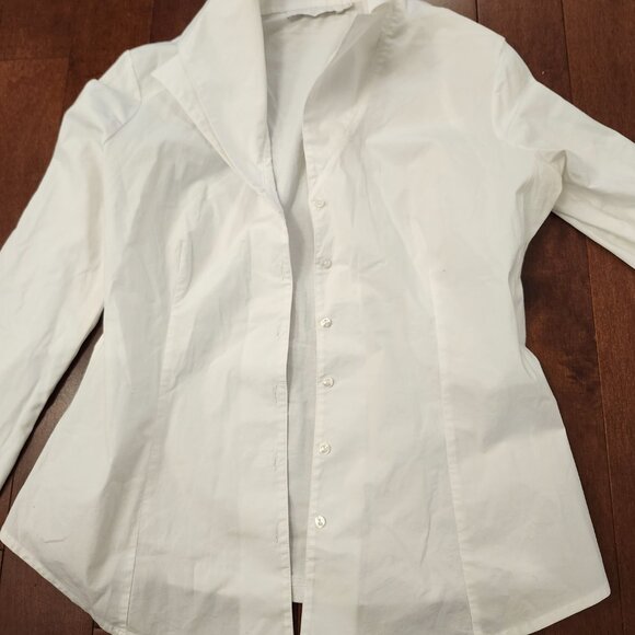Anne Fontaine women's long sleeve white button up dress shirt in size 40 - Picture 6 of 8